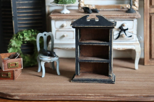 1:12 Black Shelf Shabby Brocante Dollhouse Miniature